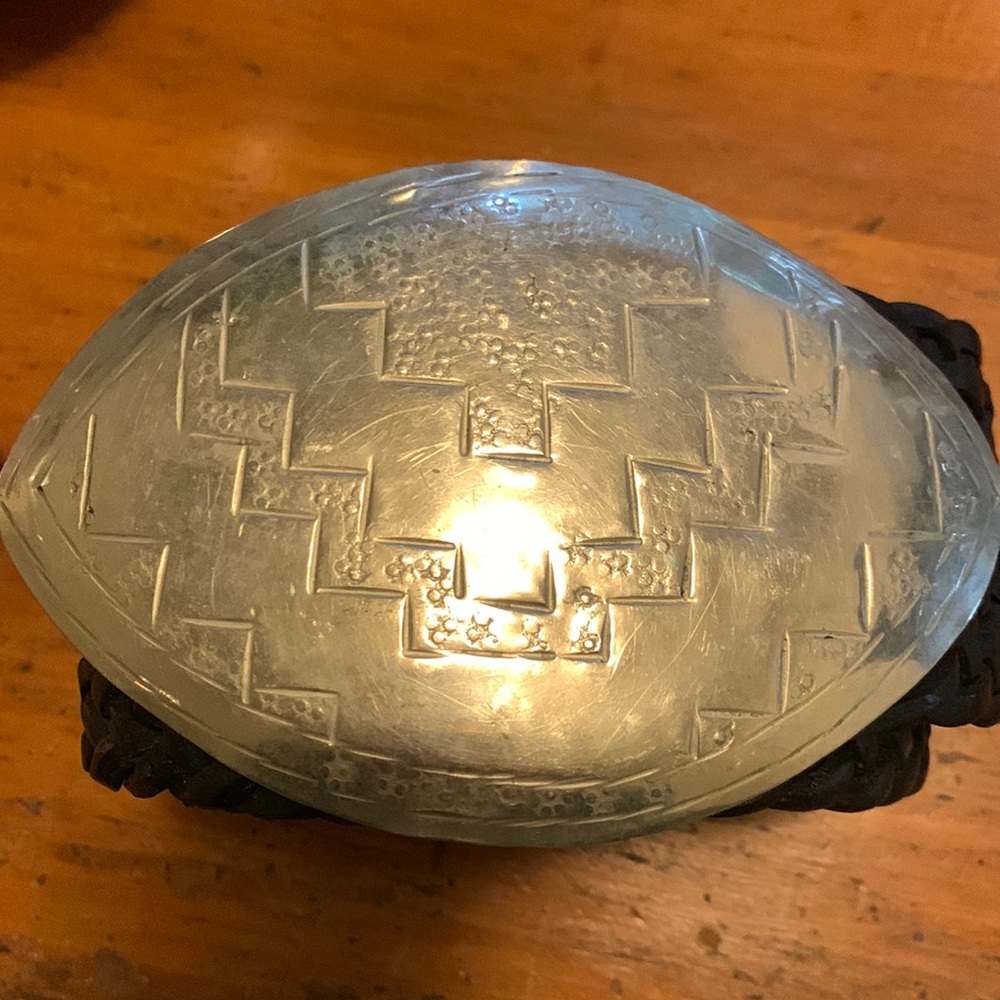 🫶🏽Vintage Moroccan Black leather braided belt w Incredible Silver plate fasten